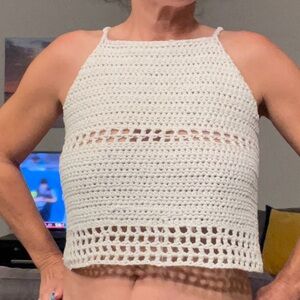 Women's Crochet Tank Top - White